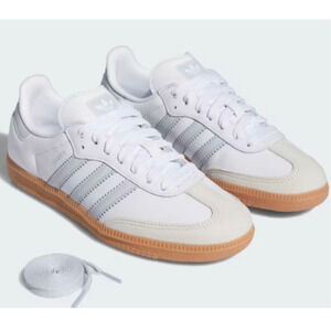 NEW Adidas samba indoor women's size 6.5 white/halo blue with gum colored soles